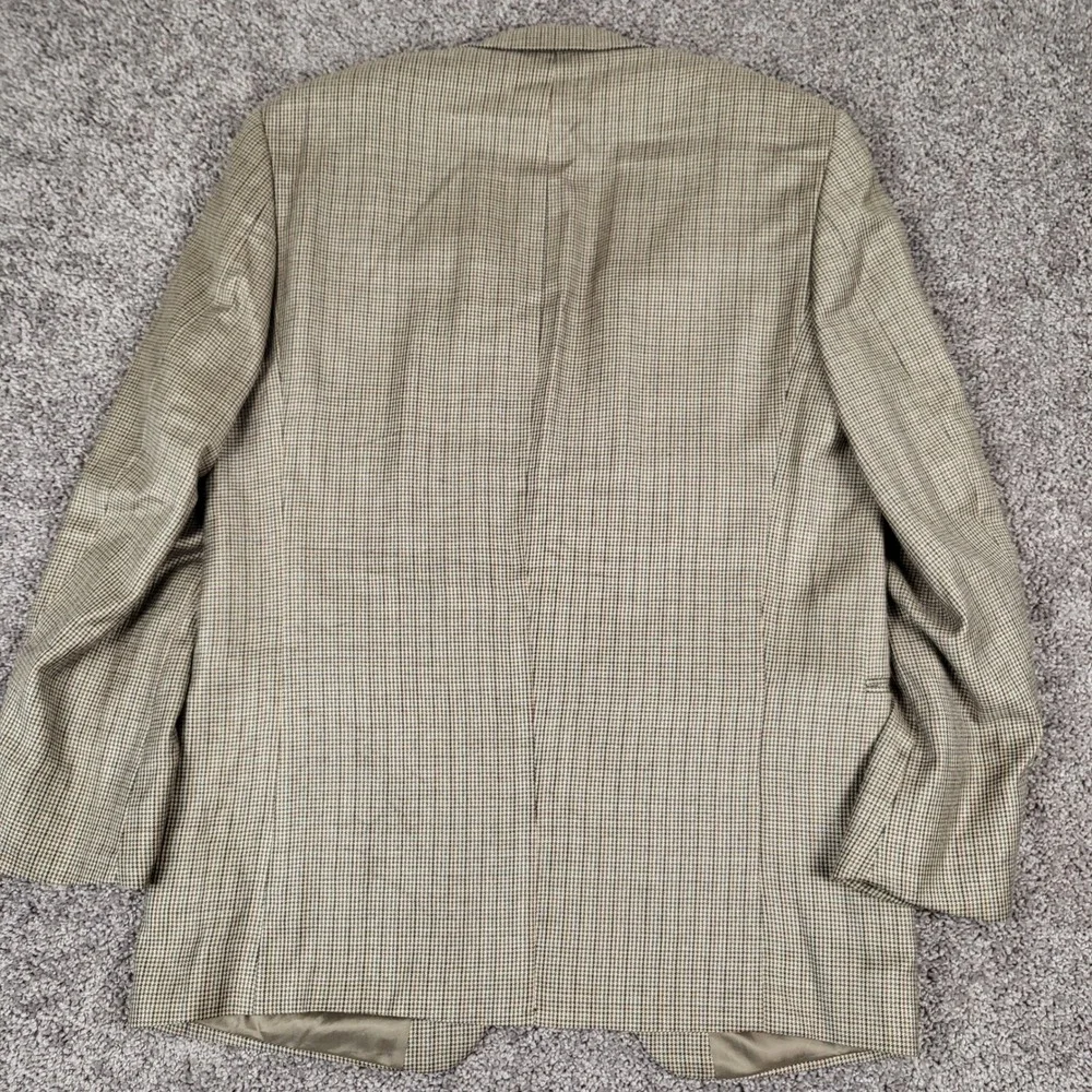 LRL Ralph Lauren Blazer Mens 44L Tan Silk Wool‎ Houndstooth Sport Coat